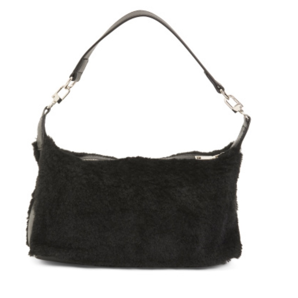 8 Other Reasons BLACK Faux Shearling Shoulder Bag Purse
